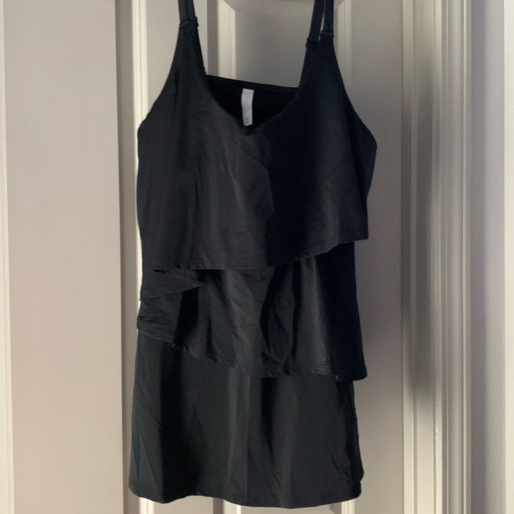 Swim by Cacique lightly lined no-wire bathing suit tankini in black - top only. - Picture 1 of 3